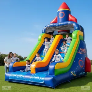 Tobogán Inflable con Forma de Cohete Espacial, Castillo Hinchable para Niños, de Doble Carril, de PVC, para Exteriores, Equipo de Juegos - Product Image 3