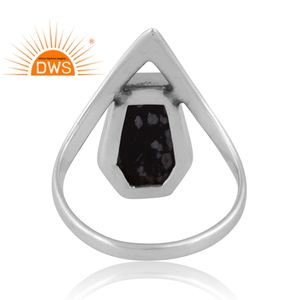 Design vintage 925 argent naturel flocon de neige obsidienne pierre précieuse bague pour femmes Design personnalisé bijoux pour femmes cadeau pour elle - Product Image 2