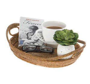 Luxury Boho Table Decor Rattan Tray Natural Woven Rattan Serving Tray for Home Restaurant Serving Made by KingCraftViet - Product Image 1