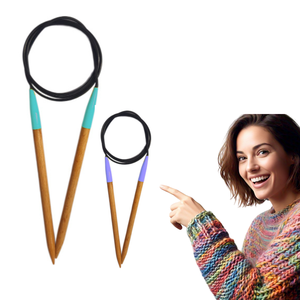 Aguja de tejer circular de 24 pulgadas para hilo deportivo Juego de regalo con logotipo personalizado con cable de nailon - Product Image 1