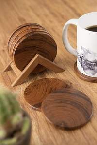 Juego de posavasos de madera natural clásico hecho a mano con acabado de cristal alto, Decoración de mesa personalizada de MSR Overseas - Product Image 2