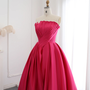 Robes de <span class=keywords><strong>soirée</strong></span> formelles de style bohème Jancember SF011, fuchsia, plissées, coupe trapèze - Product Image 5