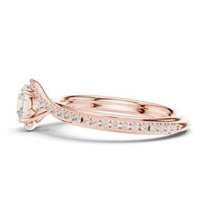 Bague de fiançailles torsadée avec diamant de laboratoire rond brillant de 0,96 carat, clarté VVS-VS EF, or 18 carats, 14 carats, 10 carats et argent 925, rose - Product Image 6