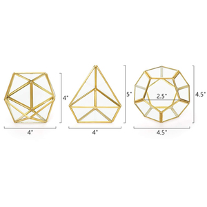 Acabado en oro brillante, tamaño personalizado, diseño único, jarrón de cristal transparente, decoración geométrica, terrario, decoración de mesa, hogar y oficina - Product Image 6