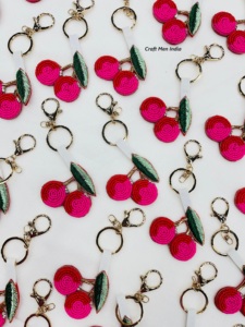 พวงกุญแจเชอร์รี่ลูกปัดมุกแฟชั่นสำหรับความรักพวงกุญแจกระเป๋าเป้สะพายหลังตกแต่งโทรศัพท์มือถือที่แขวนพวงกุญแจลูกปัดงานด้าย - Product Image 6