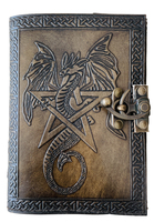 Vintage femmes carnet de croquis Dragon grand livre ombres étoile pentagramme Journal blanc Grimoire DND Deckle vieilles Pages spirale cadeau