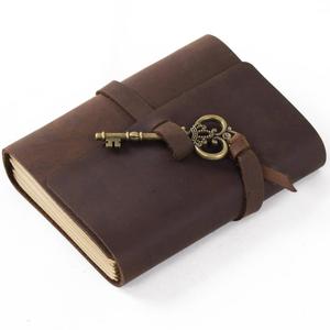 Carnet de croquis/journal vintage fait main avec logo personnalisé, couverture rigide en cuir pleine fleur, serrure à clé, OEM/ODM, papier en coton, cadeau pour la peinture au crayon - Product Image 4