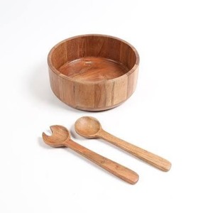 Frutero de madera y cuchara, juego para servir ensalada, personalizable, duradero, portátil, lavado a mano, solo para frutas, verduras, uso Manual - Product Image 2