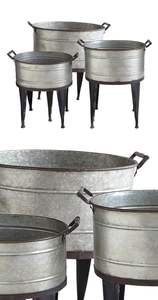 Contenedor de maceta de acero galvanizado de aspecto antiguo auténtico para diseño floral inspirado en la granja y almacenamiento de plantas - Product Image 6