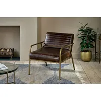 Fauteuil inclinable capitonné en cuir véritable marron, style minimaliste antique, navyaniarts, 20 kg, salon