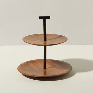 Venta caliente Soportes de pastel de madera de acacia para pasteles de boda Servidor de madera redondo Exhibición de magdalenas Bandeja de exhibición de magdalenas Soporte de pastel de boda - Product Image 1