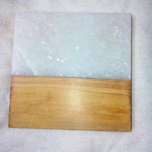 MARBLE & WOOD COSTER 40 Juego de posavasos de MATERIAL PERSONALIZADO Almohadillas redondas de piedra de estilo clásico para cocina Hecho EN LA India - Product Image 1