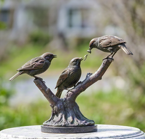 Antiek bronzen engelvogel stond op een tak boom standbeeld ornament metaalgiettechniek dierlijk ontwerp kunst verzamelobject decoratie - Product Image 3