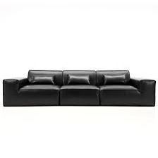 ชุดโซฟาหนังวัวแท้สไตล์มินิมอลลิสต์สไตล์อิตาเลียนห้องนั่งเล่นฟองน้ำสีดำ - Product Image 2