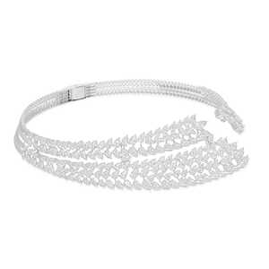 Manchette ouverte diamant tour de cou éblouissant avant collier avec poire Moissanite fait à la main 925 argent spécial mariée mariage conception de bijoux - Product Image 6