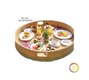 Bandeja de servicio de ratán flotante ovalada de diseño moderno para desayuno junto a la piscina, comida y bebida para villas, hoteles, uso de resorts de playa al aire libre - Product Image 3
