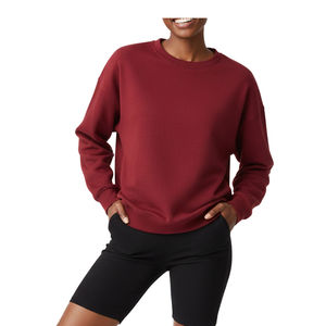 Sudadera Holgada Lisa con Cuello Redondo para Mujer, Estilo Urbano, de Poliéster/Algodón, Felpa, Antiencogimiento, Transpirable, 2025 - Product Image 4