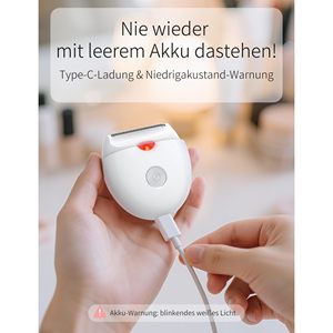 เครื่องโกนหนวดไฟฟ้าสีขาวขนาดเล็กแบบชาร์จได้สำหรับผู้หญิง ใช้ได้ทั้งแบบเปียกและแห้ง ใบมีดเดี่ยวแบบเปลี่ยนได้ IPX7 สำหรับร่างกาย รักแร้ ขา แขน บริเวณบิกินี่ - Product Image 6