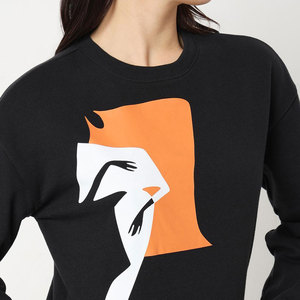 Loose Fit acanalado cuello redondo 80% Algodón 20% poliéster mujer sudadera moda desgaste sudaderas - Product Image 4