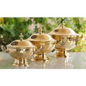 IndianArtVilla Pot design martelé en laiton pur avec finition antique-Vaisselle pour le stockage et le service - Product Image 5