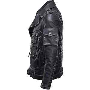 High Quality Cropped Faux PU Leather Jacket for <b>Women</b> Zipper Placket Contrast Color Quilted Feature Nylon Lining - Product Image 2