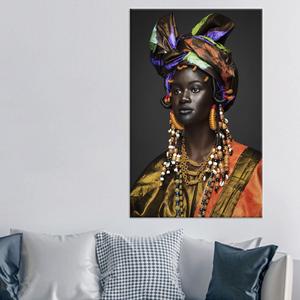 Impression sur toile Portrait de Reine Africaine, Décoration Bohème Élégante, TOILE ENVELOPPEE - Product Image 1