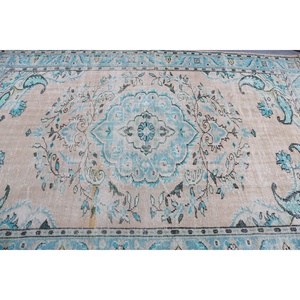 Alfombra Vintage, Alfombra Grande de 6.2x8.6 pies, Alfombra Turca de Lana con Camuflaje Azul - Product Image 5