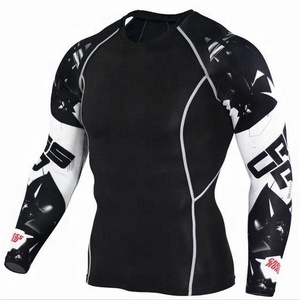 Ropa de gimnasio para hombre 2024, camisa de entrenamiento atlético de secado rápido de manga corta, compresión transpirable de poliéster satinado ecológico - Product Image 6
