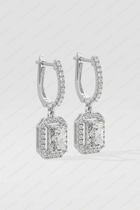 Boucles d'oreilles pendantes en argent sterling serties de diamants en moissanite certifiés SGL, taille radiant, 5,40 carats - Bijoux tendance pour femmes, idéal pour un cadeau - Product Image 4
