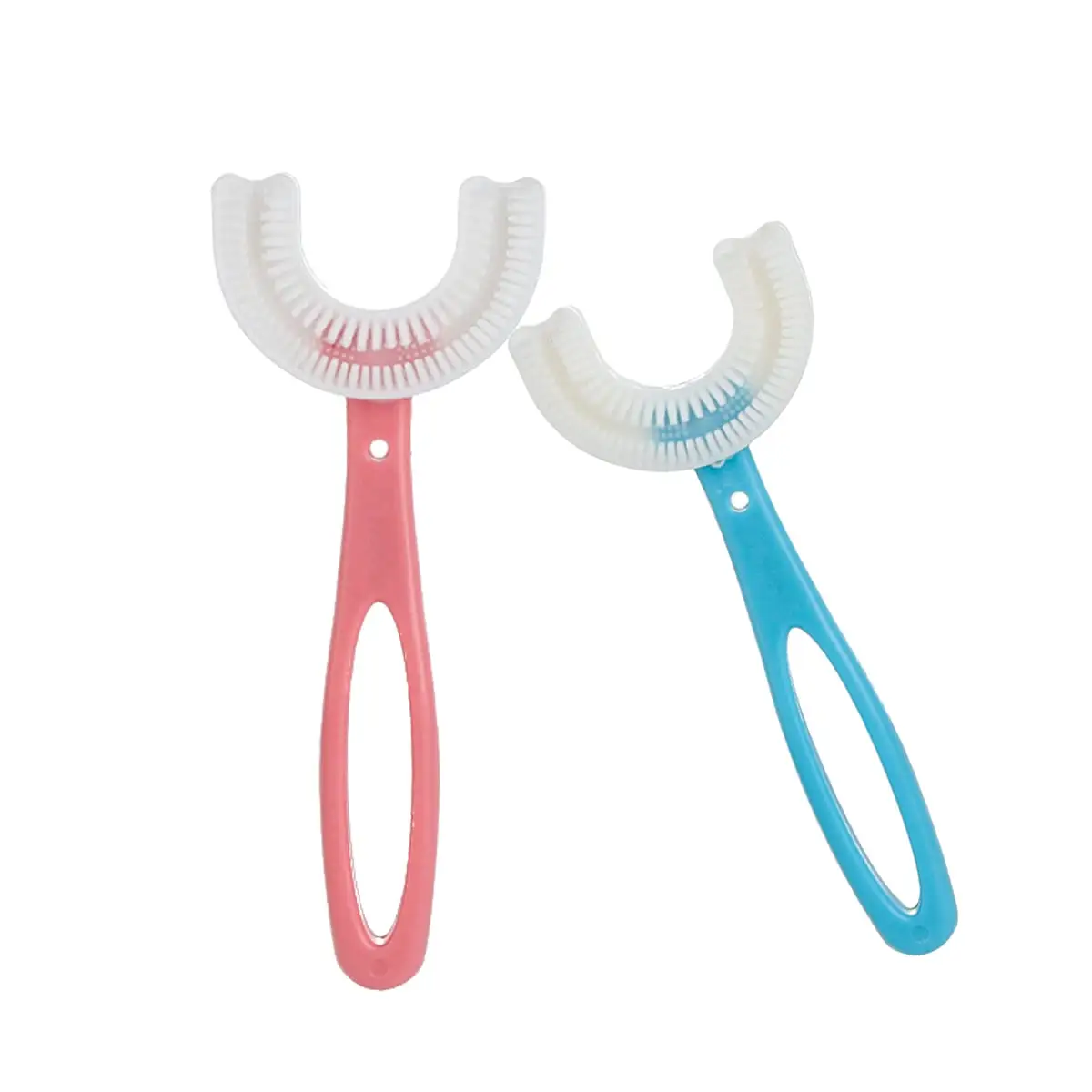 Prezzo di fabbrica spazzolino da denti a forma di U in Silicone riutilizzabile con pulizia a 360 gradi spazzolino da denti da allenamento manuale morbido per bambini