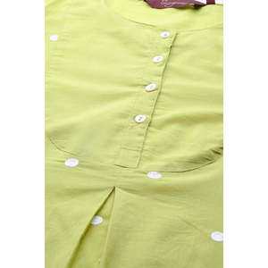 Conjunto de Kurta y Palazzo de Algodón Bordado Verde para Mujer, para Verano - Product Image 5