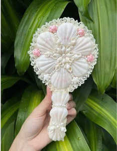Miroir à main en coquillage fait à la main au Vietnam, miroir de beauté décoratif en coquillage - Product Image 5