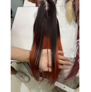 Tendance chaude vietnamienne Ombre Orange 22 "Extensions de cheveux de couleur pas d'enchevêtrement pas de perte avec fermeture de paquets de prix compétitif - Product Image 1
