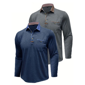 Paquete de Dos Camisas Formales de Manga Corta para Hombre, Tejidas, de Poliéster/Algodón, para Uso Diario - Product Image 2