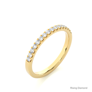 0.26 CTW รอบตัดแล็บสีเหลืองทองแหวนแต่งงานชุดครึ่งนิรันดร์ของขวัญครบรอบแหวน CVD เพชร - Product Image 2