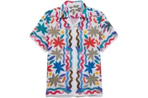 Conjunto informal de dos piezas de verano para hombre, ropa de calle, camisa de manga corta con botones de tela de rizo, pantalones cortos de playa para vacaciones - Product Image 3