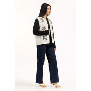 Gilet brodé Karandi pour femme IPS-55211 – Vêtement d'extérieur polyvalent pour printemps, été, hiver – Court, en jean, coton tissé, style vintage - Product Image 2