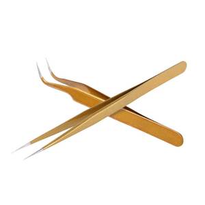 Pinzas para Pestañas al por Mayor, Recubiertas de Oro, Punta Puntiaguda, Acero Alemán, Pinzas de Belleza para Pestañas para Uso en Salón y en Casa - Product Image 4