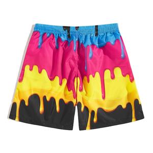 กางเกงขาสั้นออกกำลังกายชายหาดสำหรับผู้ชายพิมพ์ลายเมืองกวงดงมีเชือกผูกเอวมีกระเป๋า - Product Image 1