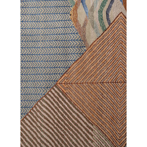 Tapis Manchaha bleu noué à la main en laine et soie de bambou, épaisseur 10 mm, motif géométrique abstrait pour la maison, couloir, modèle rectangulaire - Les-2894 - Product Image 3