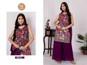 Trajes de Salwar Georgette étnicos de Pakistán indio de calidad superior y Plazzo bordado con Dupatta Último suministro al por mayor para la venta - Product Image 5