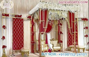 Boda de estilo marroquí Mandap marquesinas decoración ceremonia de boda Metal Chuppah decoración arco precio bajo Mandap estructura boda conjunto Reino Unido - Product Image 6