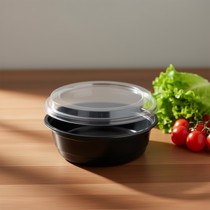 Bol à salade jetable de 24 oz avec base noire en PS et couvercle transparent en PS, design 2-en-1 - Product Image 3