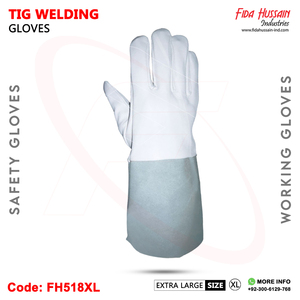 Vente en gros de gants de sécurité pour le soudage TIG ronds en cuir de chèvre blanc non doublés gants de travail en cuir de vache fendu - Product Image 5