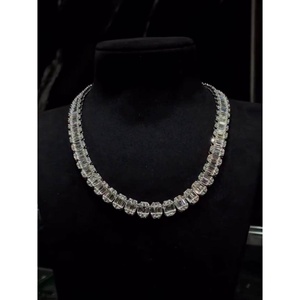 SHREYA DIAM Luxury Women's 10mm Emerald Cut Moissanite Statement Necklace 925 Silver/Plated Channel Setting Geometric Wedding - Product Image 1