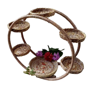 Cesta para frutas y otros accesorios Cesta de mimbre hecha a mano y cesta de yute Bastón decorativo redondo - Product Image 1