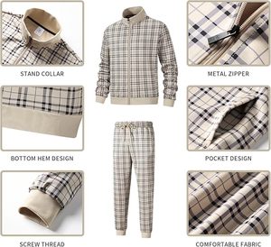 Chándal con capucha cómodo y elegante para hombre con bolsillo activo Ropa deportiva de invierno con patrón sólido - Product Image 2