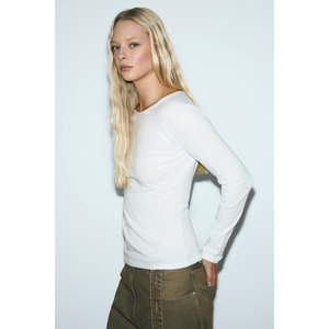 Chemise à manches raglan et col bateau en coton biologique pour femme GRIMELANGE KARAKOLA, coupe ajustée - Product Image 3
