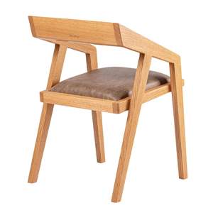 Elegant Wooden Armchair with Angular Frame and <b>Cushioned</b> Seat Ideal for Modern Interiors - Product Image 3
