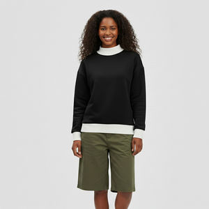 Jersey de invierno de manga larga con cuello simulado para mujer, dos tonos en blanco o con cuello simulado personalizado, servicio OEM - Product Image 3